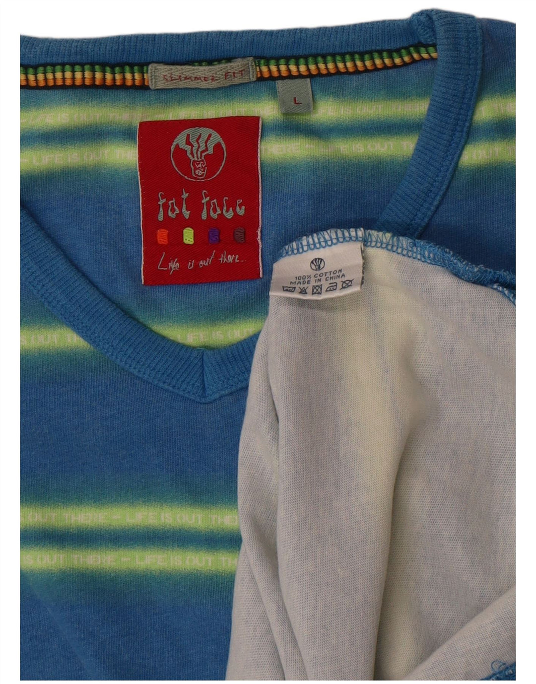 T-shirt da uomo Fat Face Top in cotone a righe blu grandi