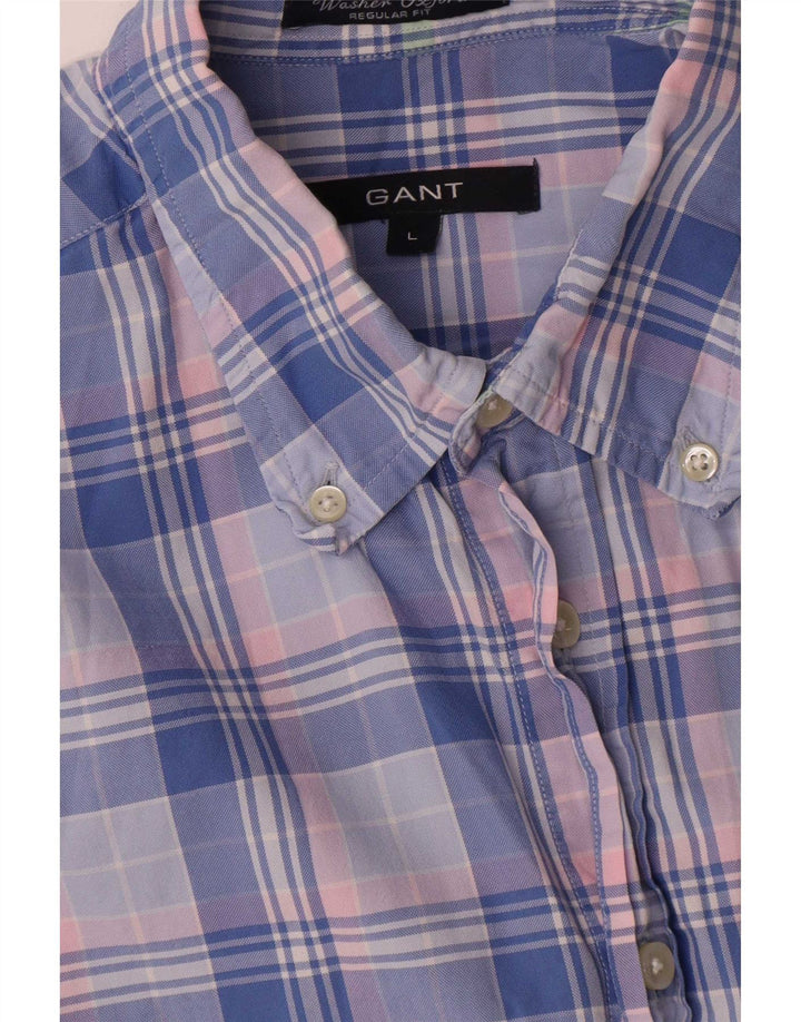 Gant Camicia da uomo vestibilità regolare in cotone a quadri blu grandi