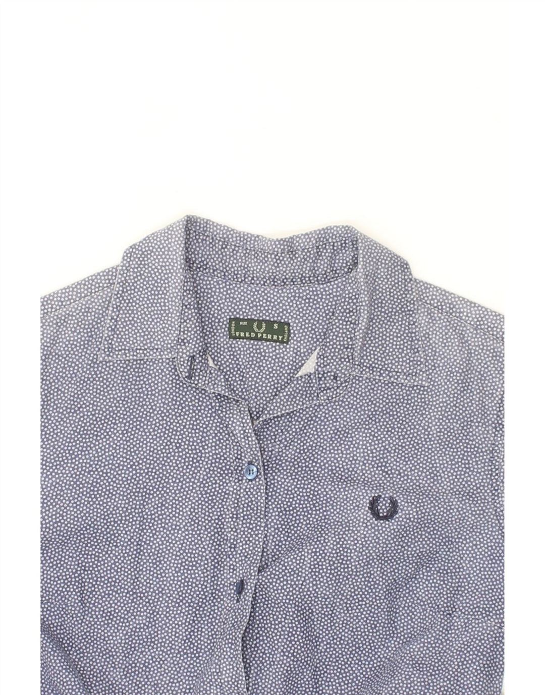 FRED PERRY Womens Shirt UK 10 Small Blue Polka Dot Cotton Vintage Fred Perry and Second-Hand Fred Perry from Messina Hembry 
