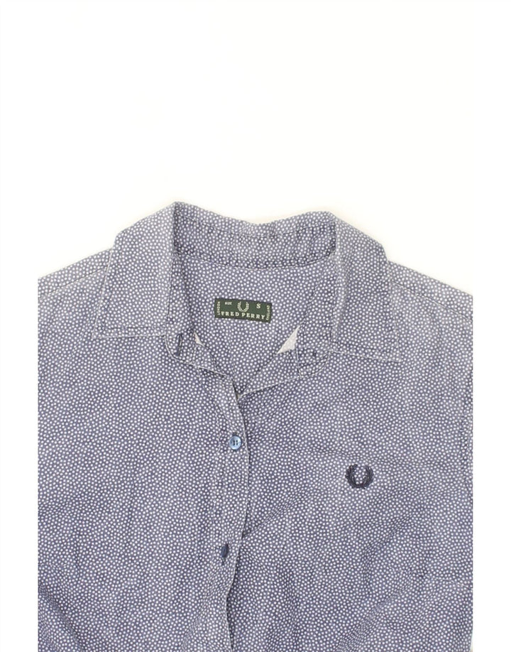 FRED PERRY Womens Shirt UK 10 Small Blue Polka Dot Cotton Vintage Fred Perry and Second-Hand Fred Perry from Messina Hembry 