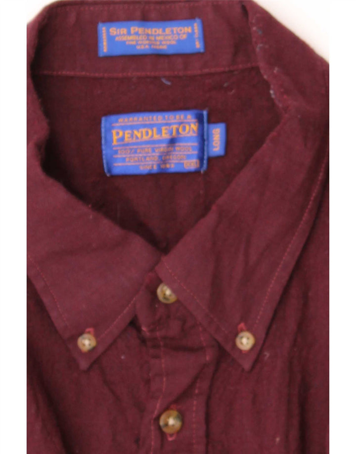 Pendleton Camicia lunga da uomo in flanella 2XL Lana bordeaux