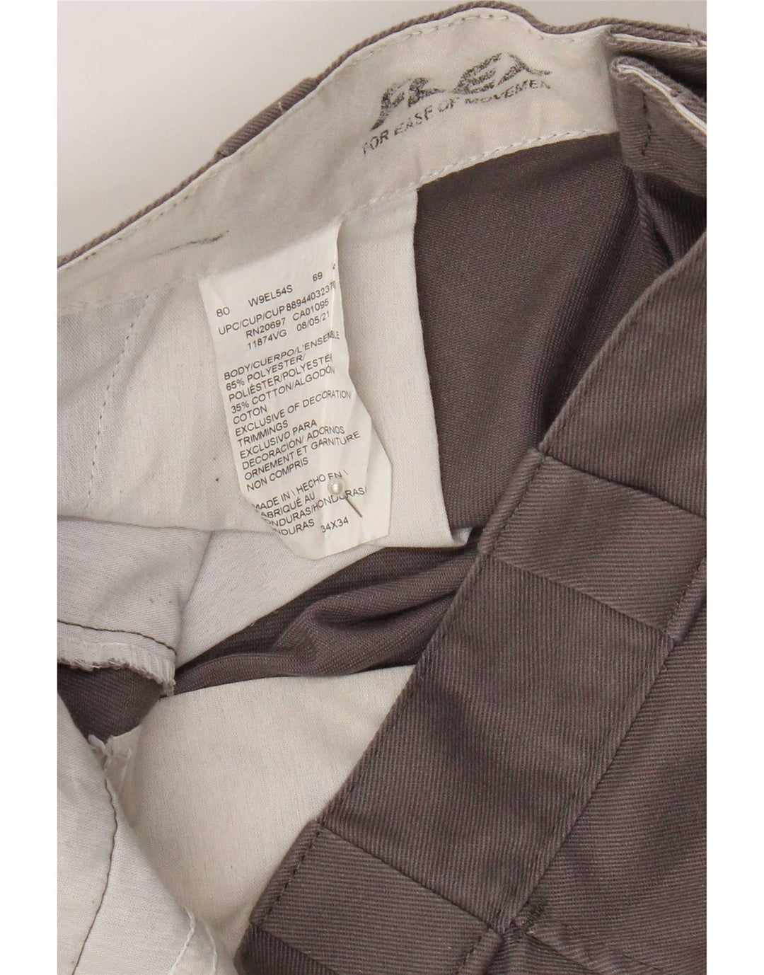 Pantaloni chino dritti da uomo Dickies W34 L34 poliestere grigio
