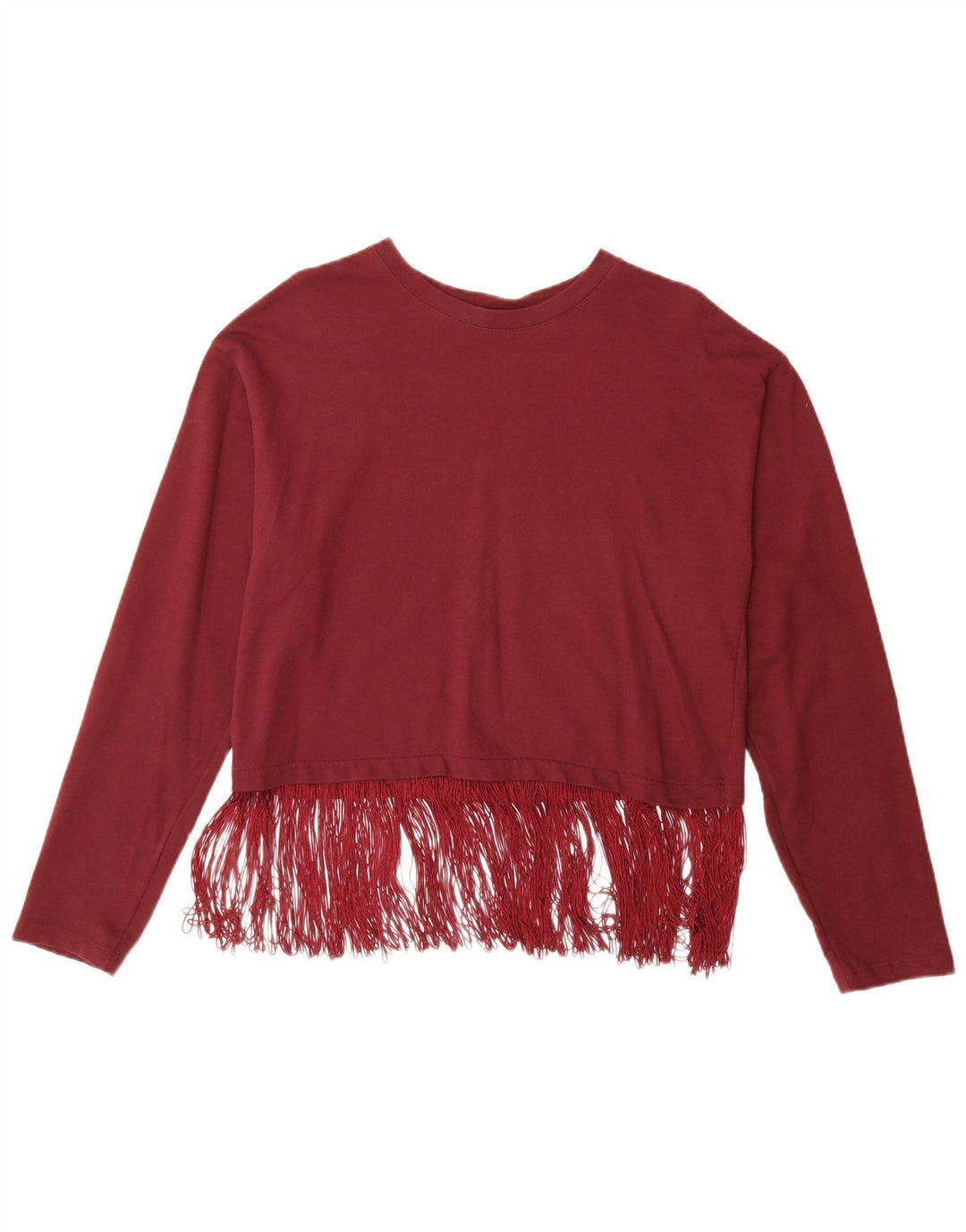 ZARA Camicetta Oversize da Donna Top UK 10 Piccola Bordeaux Cotone
