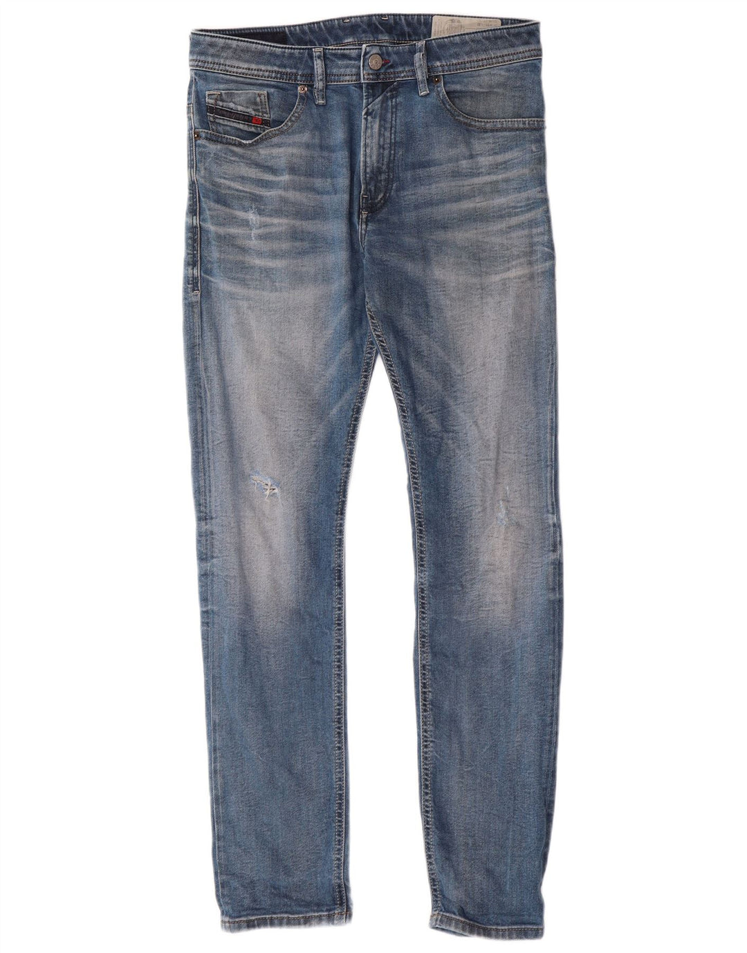 Jeans skinny slim da uomo Diesel Thommer effetto consumato W31 L32 cotone blu