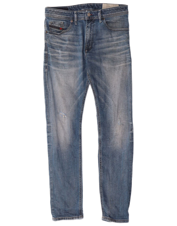 Jeans skinny slim da uomo Diesel Thommer effetto consumato W31 L32 cotone blu