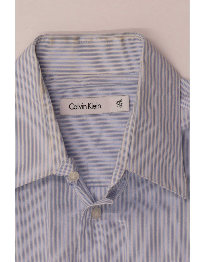 Camicia da uomo Calvin Klein taglia 15 1/2 cotone a righe blu medio