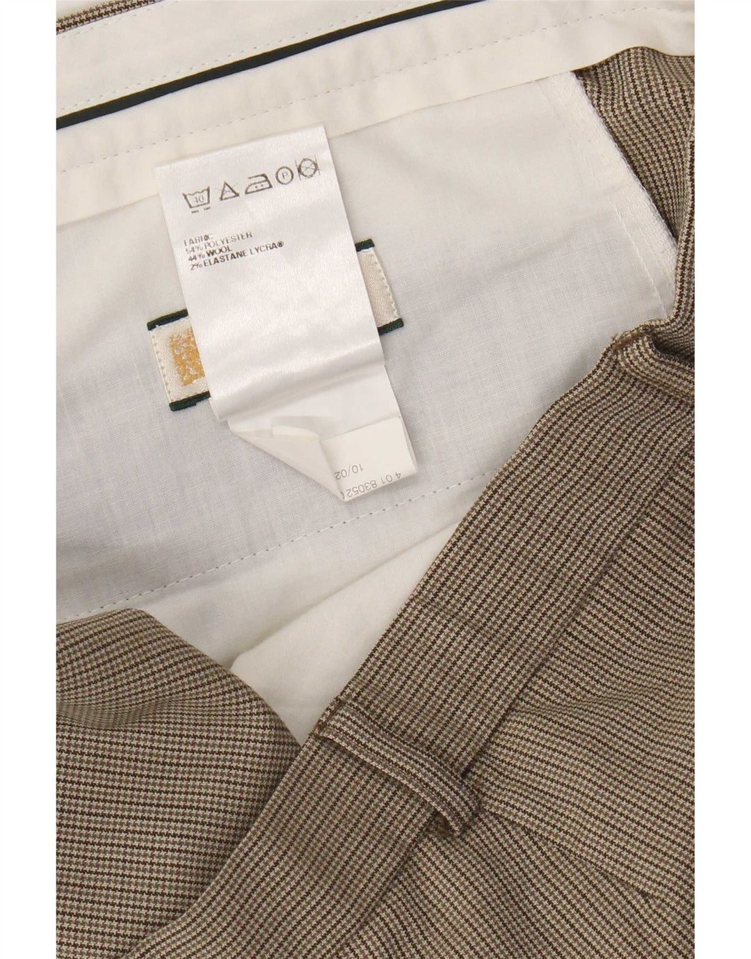 Pantaloni da abito dritti da uomo Marks & Spencer W40 L31 pied de poule beige