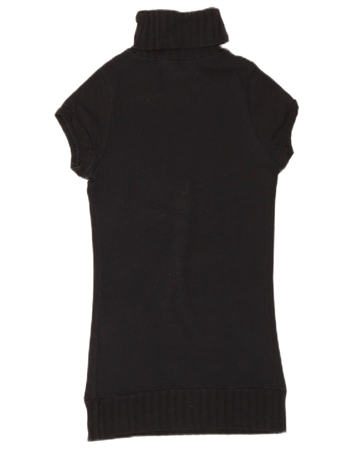 Maglione Zara da donna a maniche corte con collo e bottoni UK 8 piccolo nero