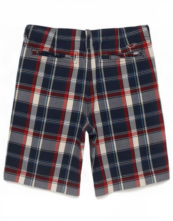 Pantaloncini chino da uomo Hollister W34 Large Navy Blue Check Cotton