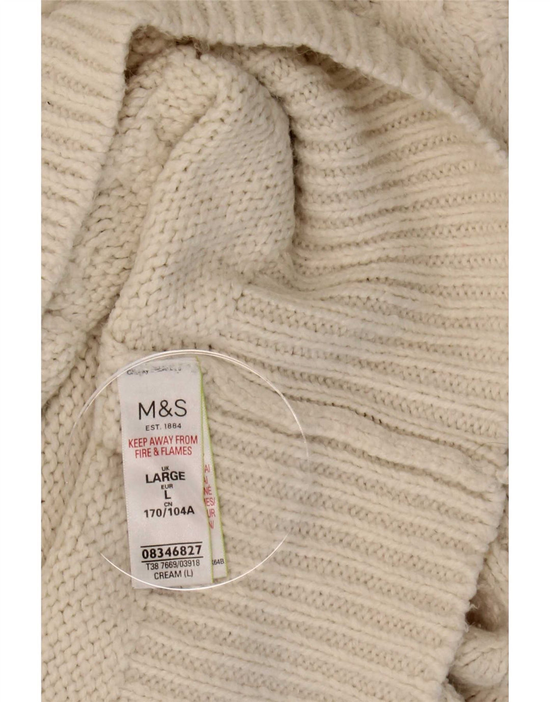 Maglione maglione a collo alto da donna Marks & Spencer UK 16 grande acrilico beige