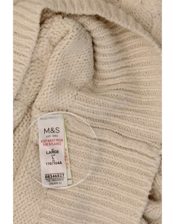 Maglione maglione a collo alto da donna Marks & Spencer UK 16 grande acrilico beige