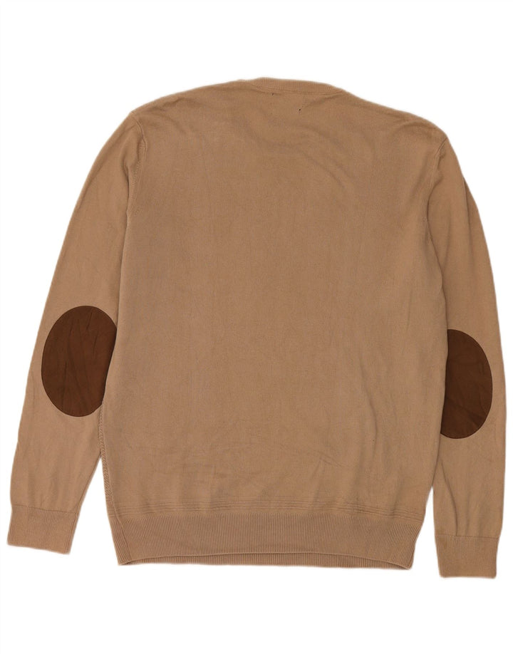 Maglione maglione girocollo da uomo Zara grande in cotone beige