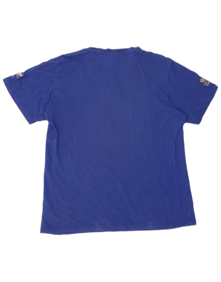 T-shirt grafica da uomo Adidas Top in cotone blu medio