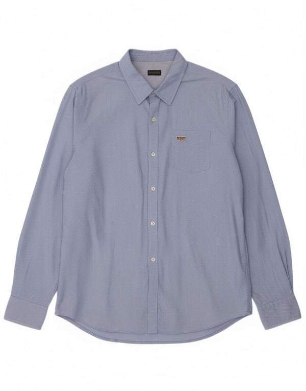 Camicia geografica da uomo Napapijri XL in cotone gessato blu