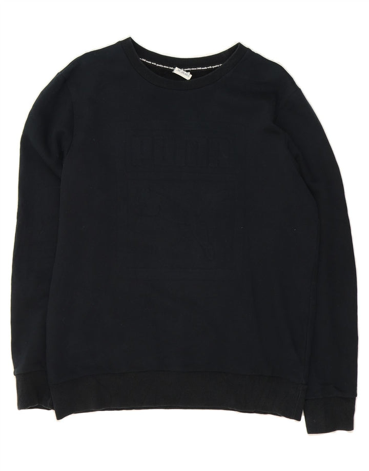 PUMA Mens Graphic Sweatshirt Jumper Medium Black Cotton Vintage Puma and Second-Hand Puma from Messina Hembry 