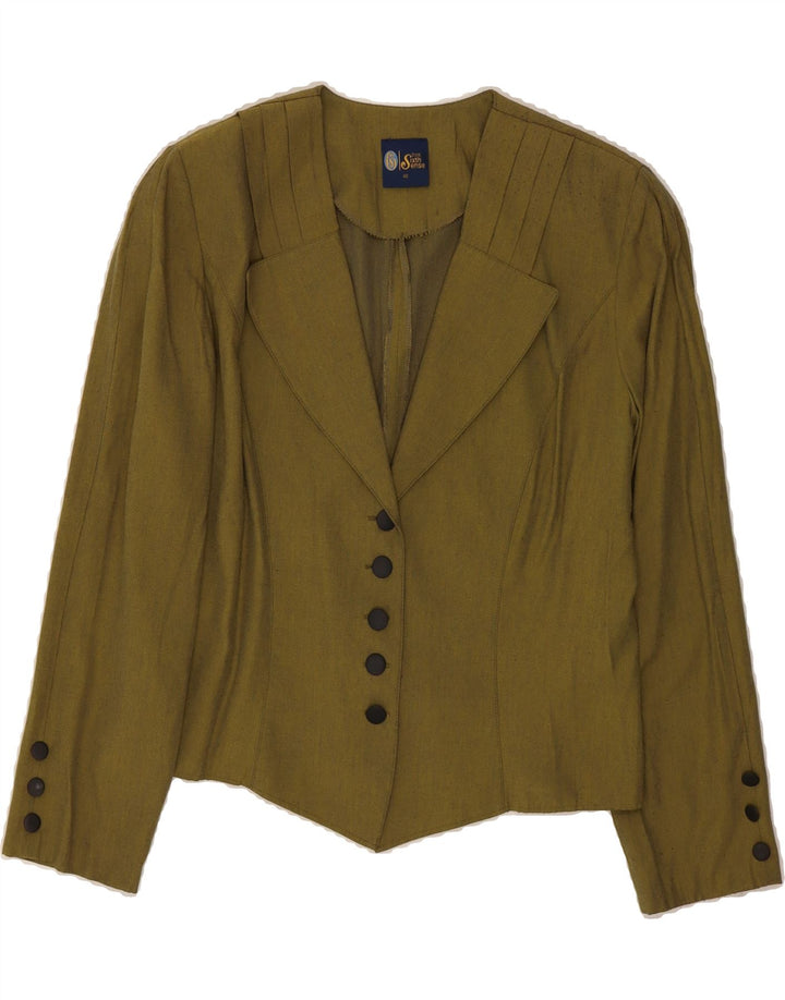 YOUR SIXTH SENSE Womens 5 Button Blazer Jacket IT 40 Small Green Linen Vintage Your Sixth Sense and Second-Hand Your Sixth Sense from Messina Hembry 