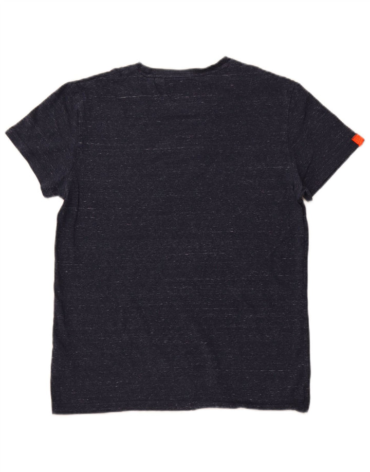 T-shirt da uomo SUPERDRY Top in cotone chiazzato blu navy medio