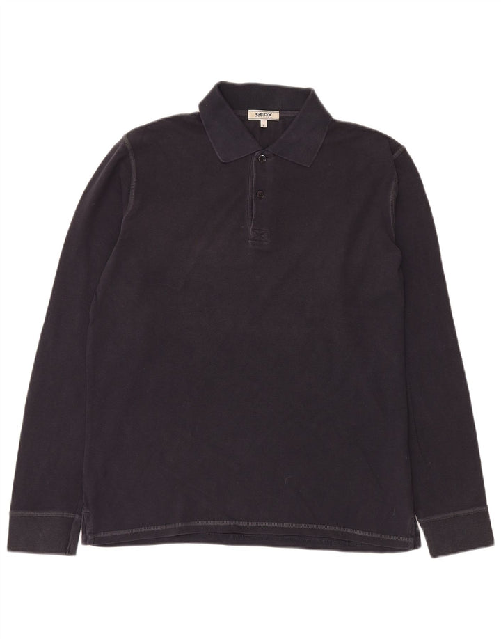 Polo da uomo a maniche lunghe GEOX Respira blu medio medio