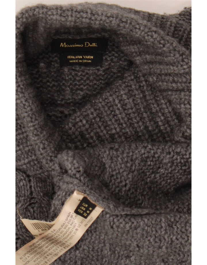 Massimo Dutti Maglione maglione collo alto da donna UK 14 Lana grigio medio