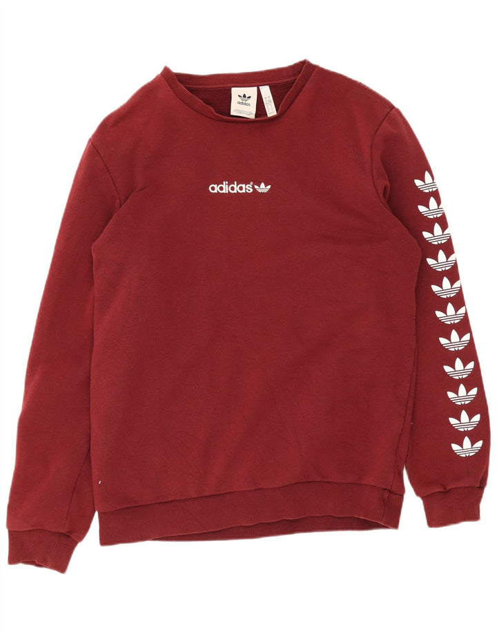 Felpa grafica da uomo Adidas, maglione grande, cotone marrone