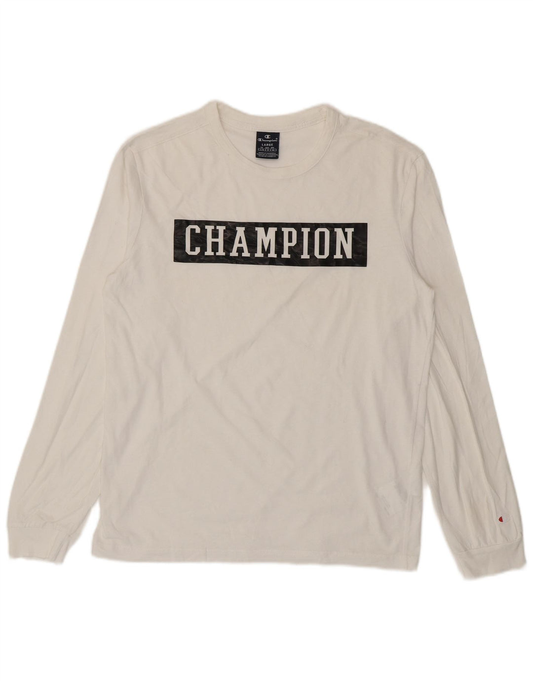 Champion Top grafico da uomo a maniche lunghe in cotone bianco grande