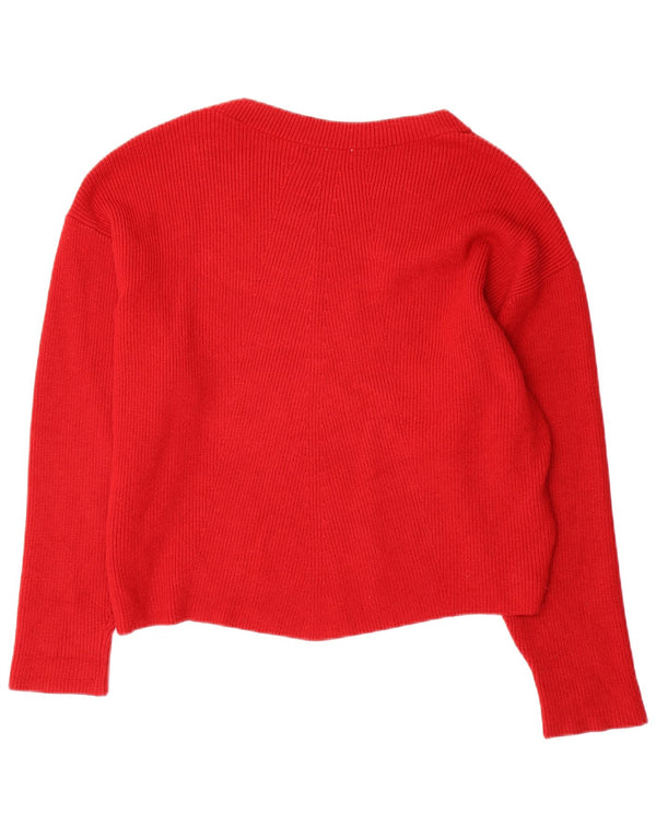 Maglione maglione oversize con scollo a barca da donna Zara UK 14 Viscosa rossa media