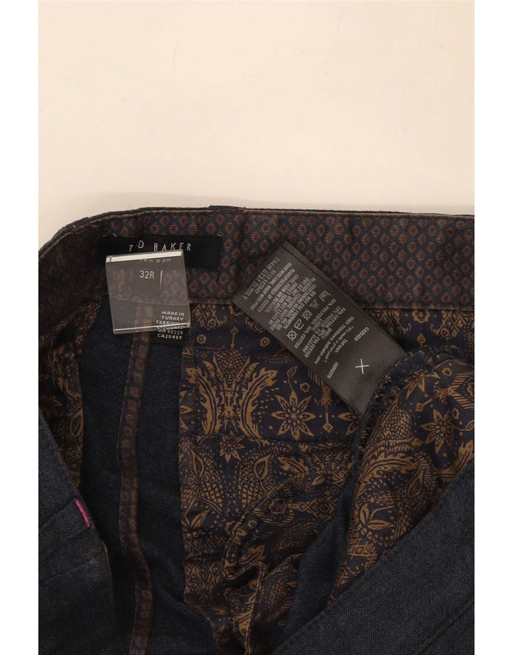 Pantaloni da abito dritti da uomo Ted Baker W32 L30 cotone blu navy