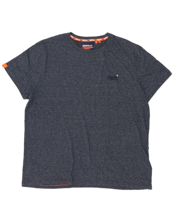 T-shirt da uomo Superdry Top 3XL cotone screziato blu navy