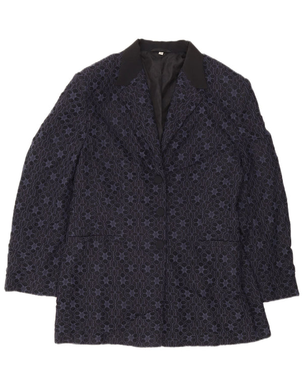 Giacca blazer a 3 bottoni da donna Carol IT 48 XL Poliammide floreale blu navy