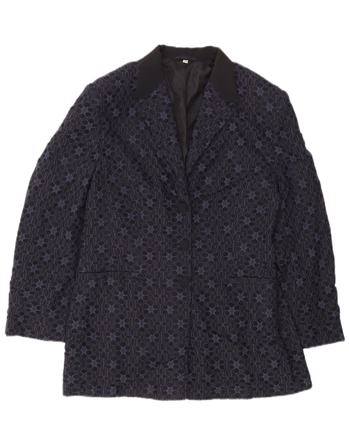 Giacca blazer a 3 bottoni da donna Carol IT 48 XL Poliammide floreale blu navy