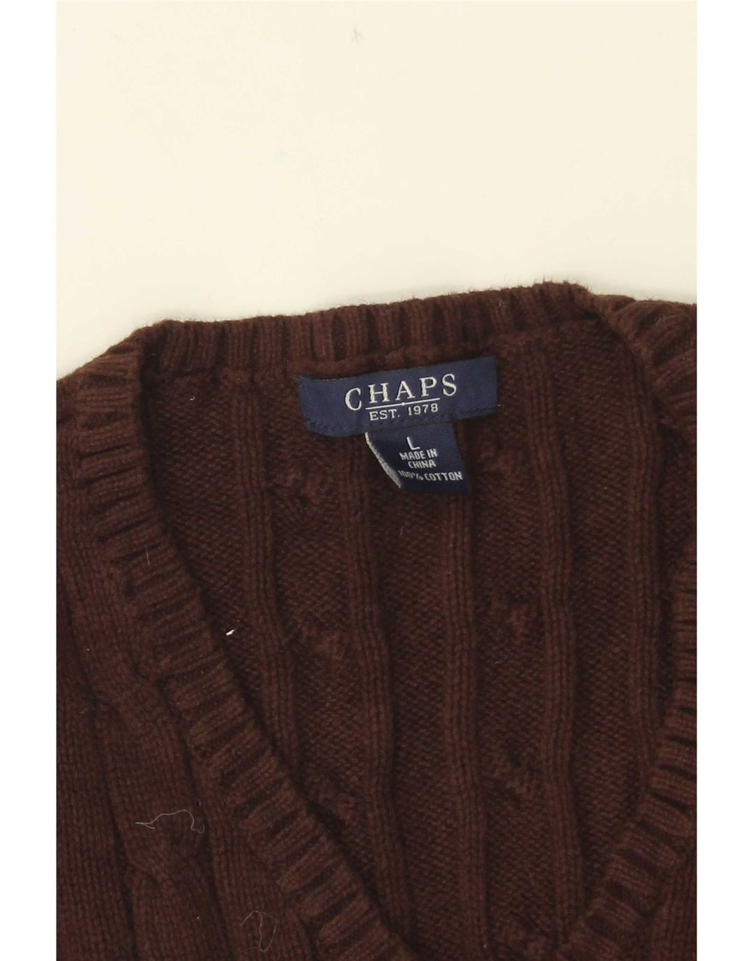 Maglione corto con scollo a V da donna Chaps UK 14 grande marrone