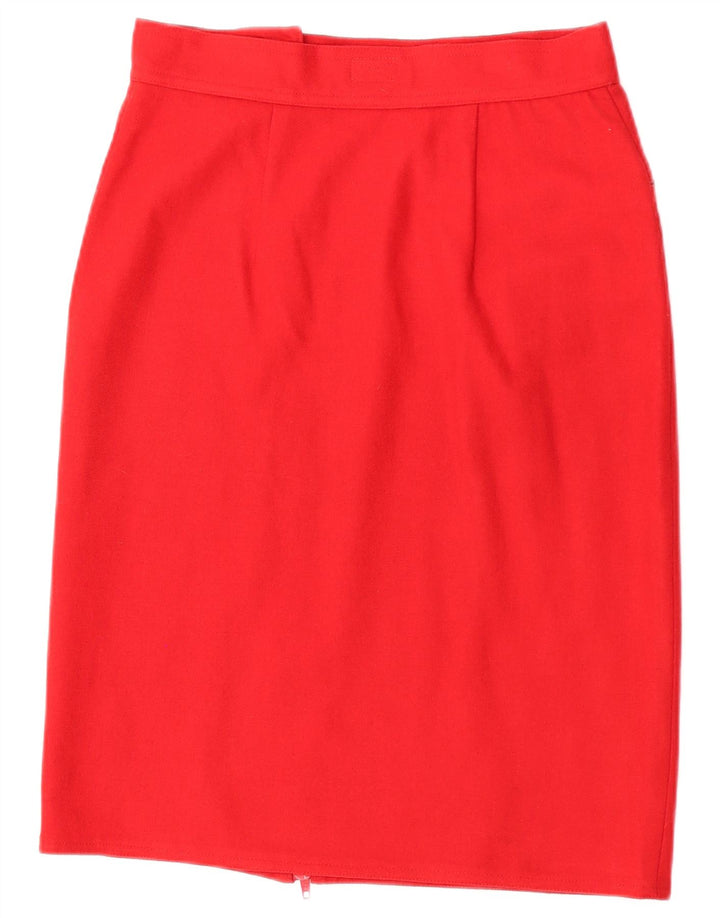 Gonna a tubino vintage da donna IT 46 grande W28 lana rossa