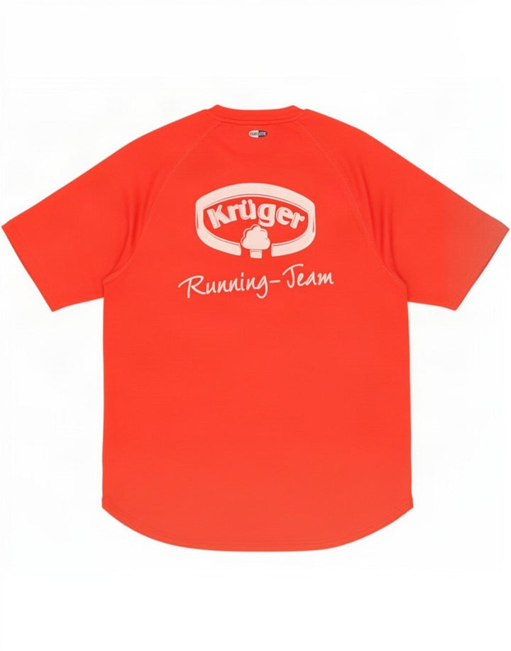 T-shirt grafica Adidas Kruger da uomo Top in poliestere rosso medio