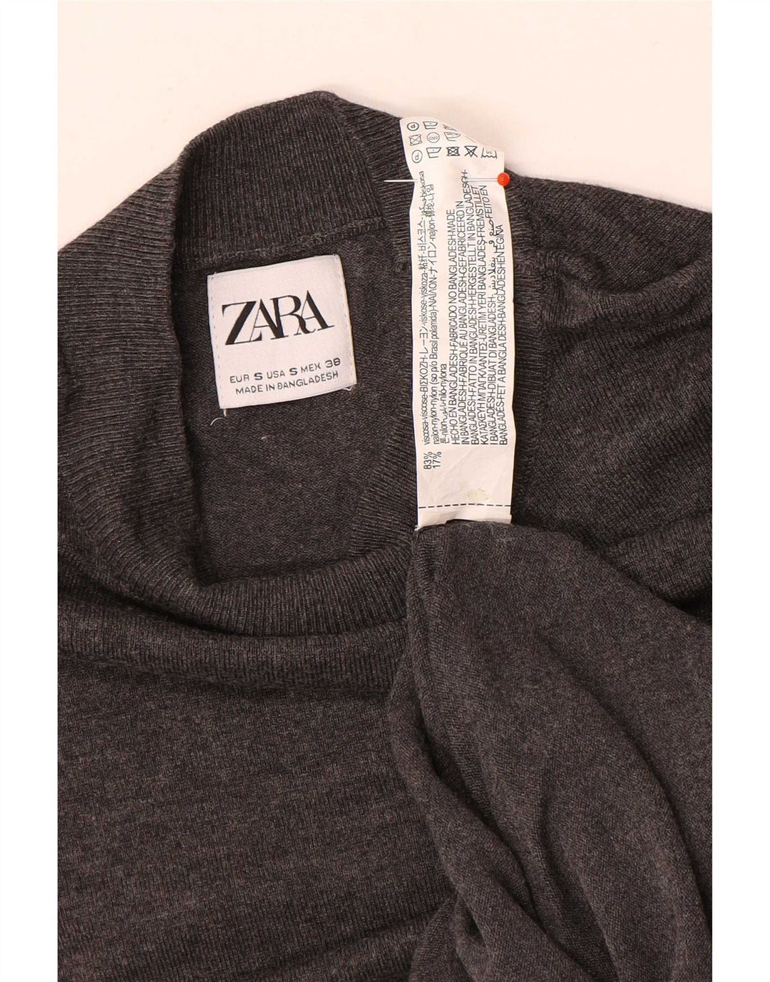 Maglione Zara da uomo con collo alto e collo alto in viscosa grigia