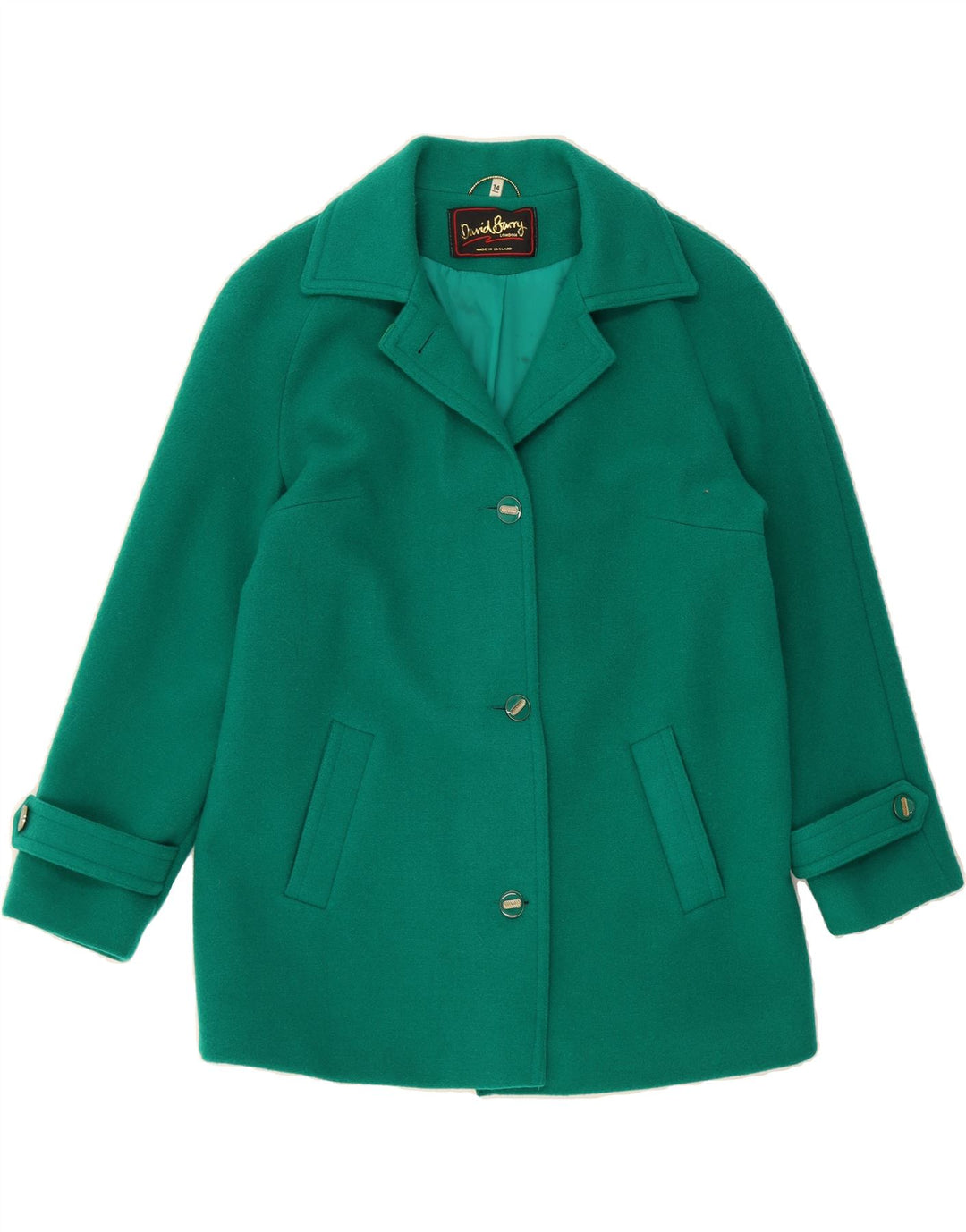 DAVID BARRY Womens Overcoat UK 14 Medium  Green New Wool Vintage David Barry and Second-Hand David Barry from Messina Hembry 