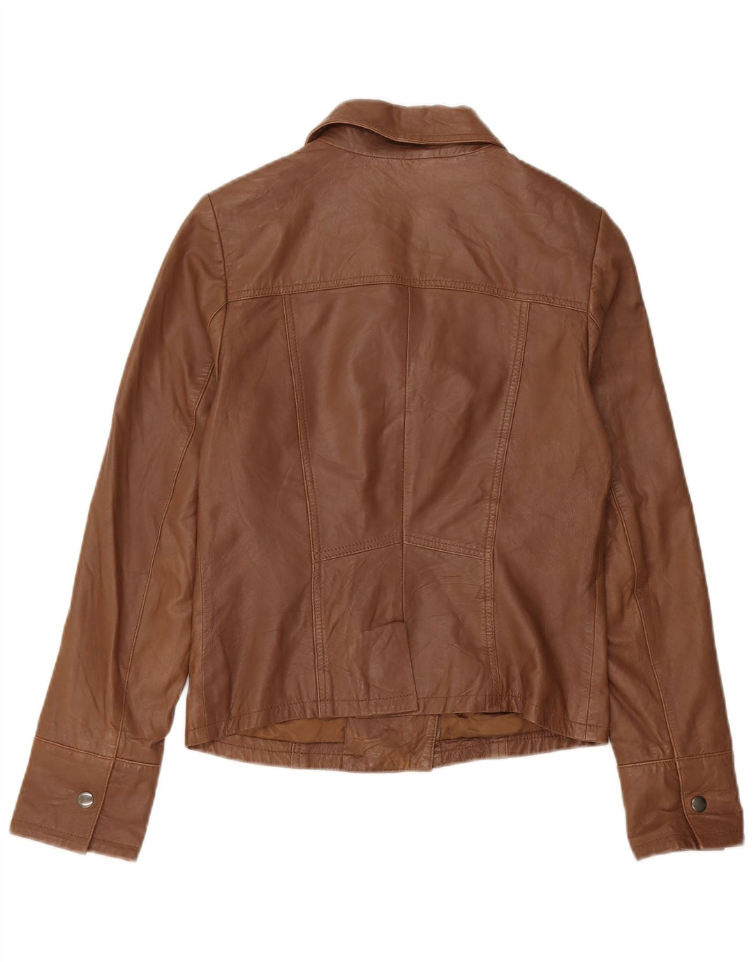 Giacca in pelle corta da donna Reiss UK 10 piccola in pelle marrone