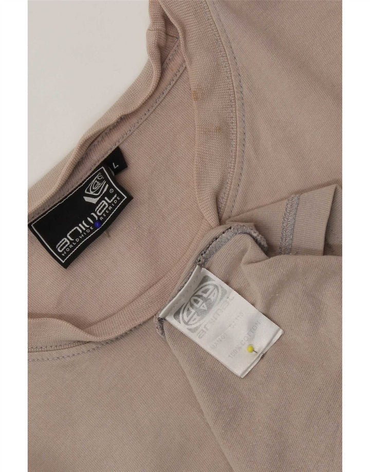 T-shirt grafica da uomo con animali, grande, in cotone beige