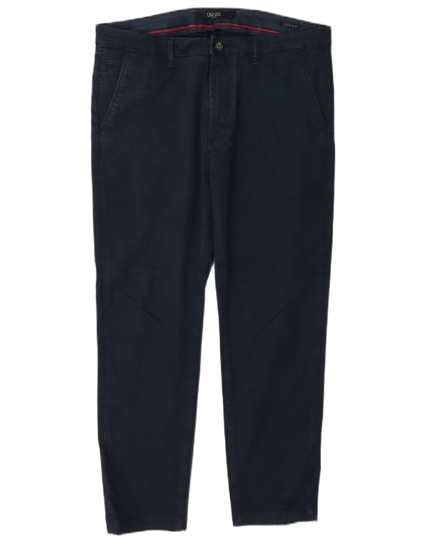 Pantaloni Chino Slim Fit Uomo Liu Jo IT 48 Medio W32 L28 Blu Navy Cotone