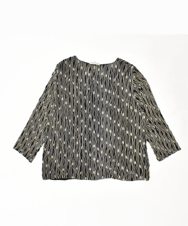 Top Cardigan Donna RICAMATO A MANA IT 53 2XL Nero Vintage geometrico