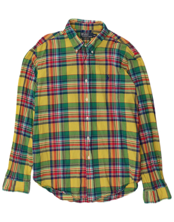 RALPH LAUREN Camicia slim fit da uomo 2XL Cotone a quadri gialli