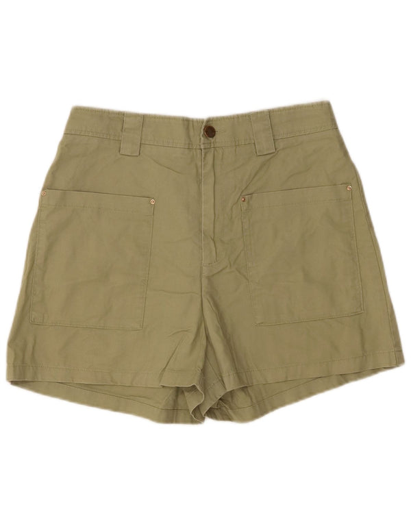 Zara Womens High Waist Shorts Small W26 Khaki Cotton
