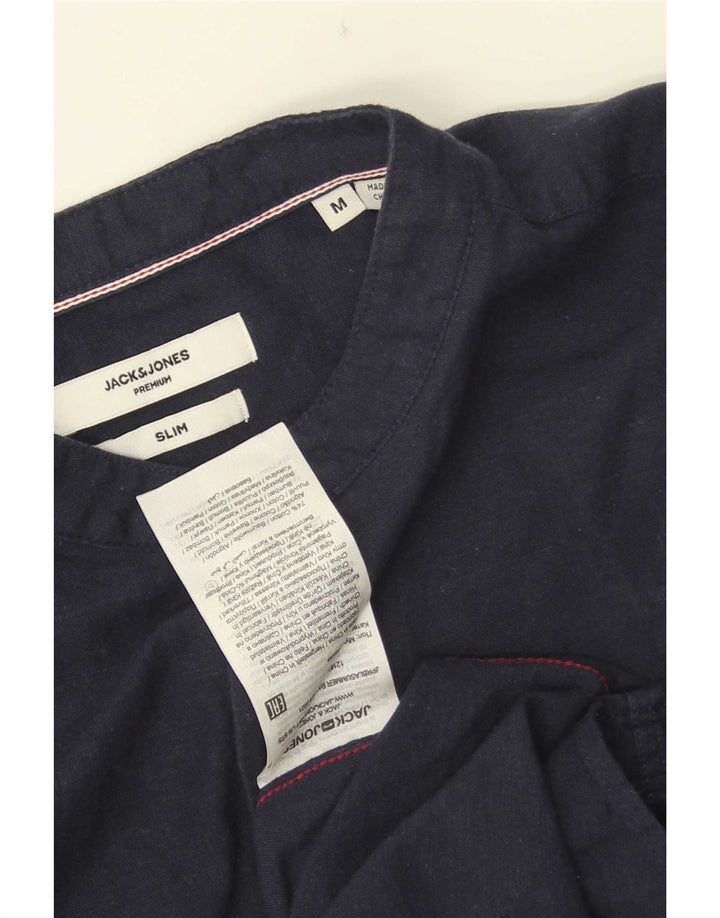 Camicia pullover slim fit da uomo Jack & Jones in cotone blu navy medio