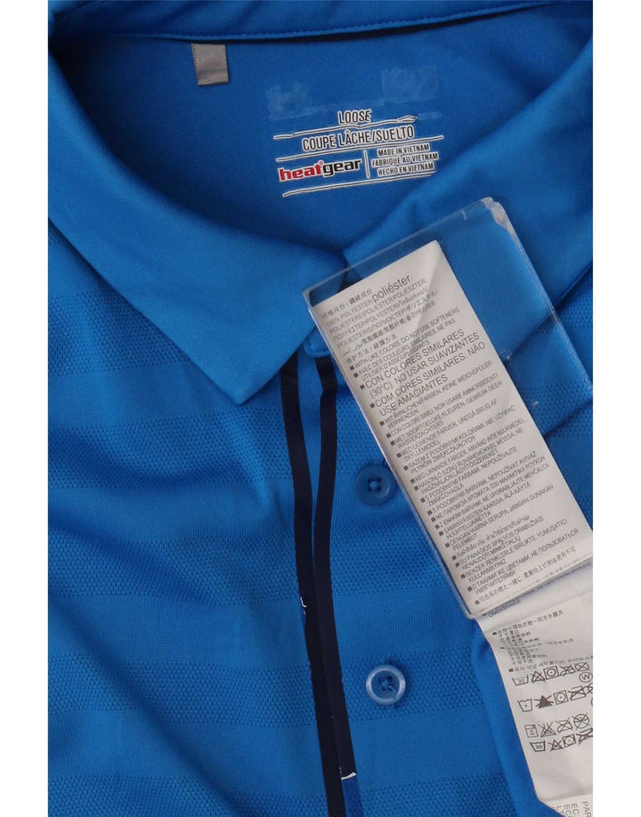 Polo Under Armour da uomo Heat Gear, grande in poliestere a righe blu