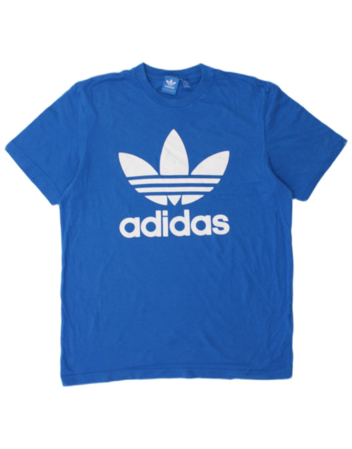 ADIDAS Mens Graphic T-Shirt Top Medium Blue Cotton