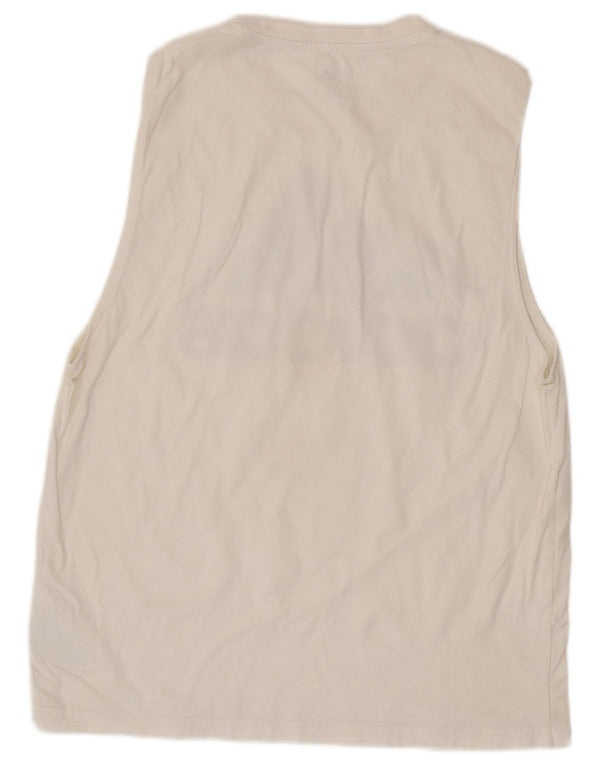 Canottiera grafica da donna Adidas UK 16 grande cotone bianco