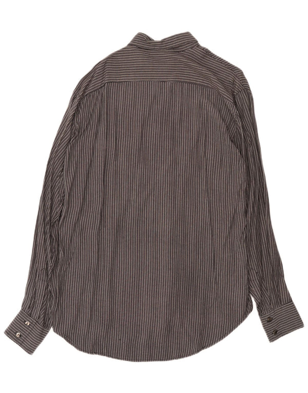 Camicia da uomo taglia 45/46 2XL viscosa rigata nera