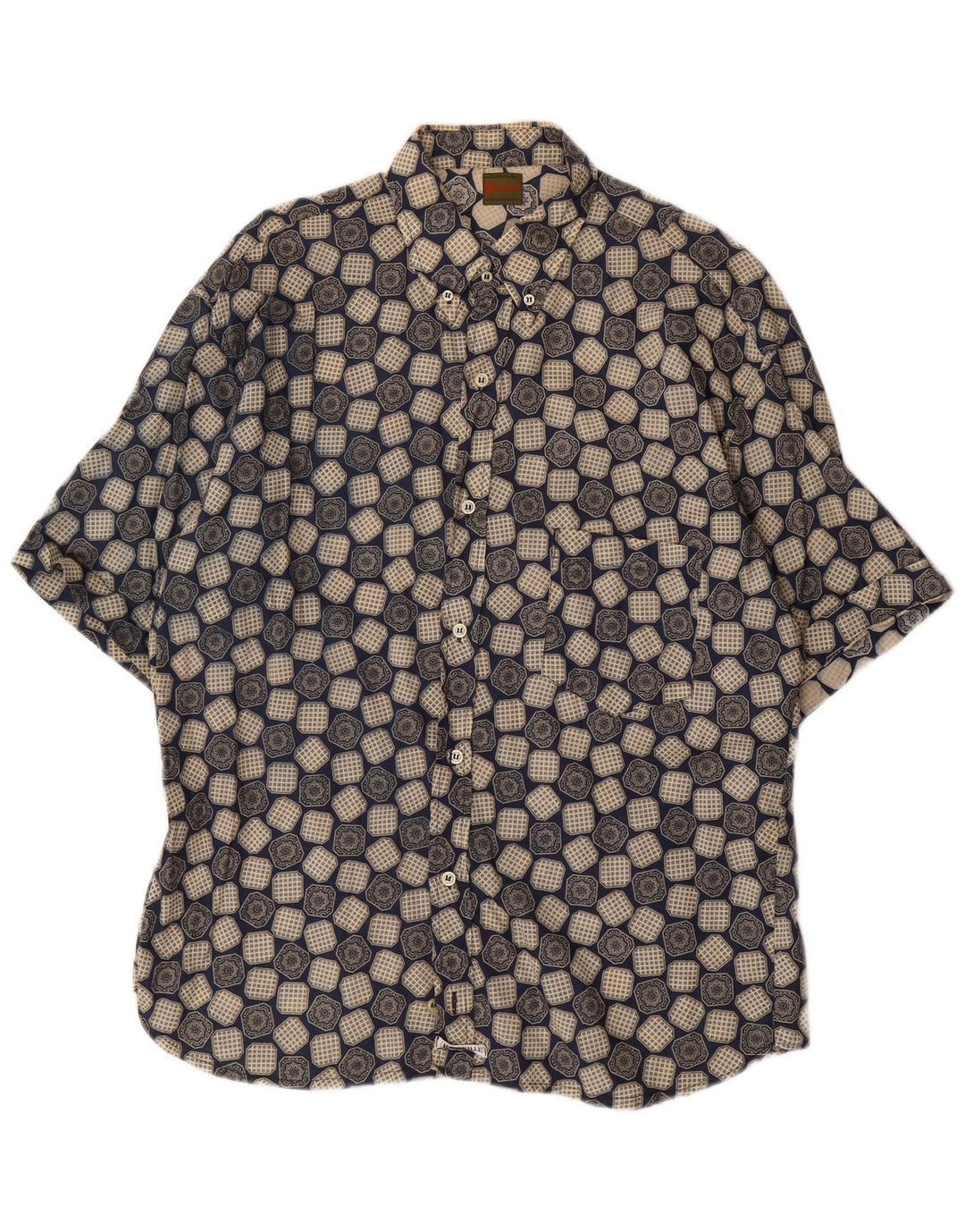 Camicia a maniche corte da uomo Boneville grande blu geometrica
