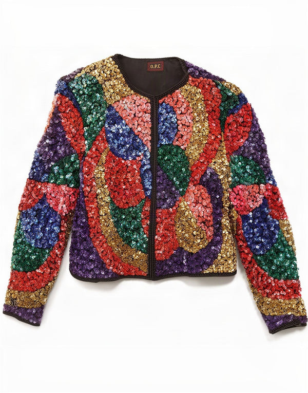Giacca Bolero aperto da donna O.P.C UK 12 Seta colorblock medio multicolore