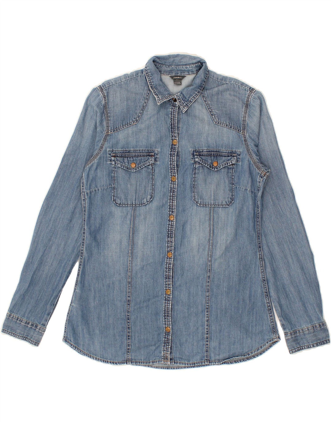 EDDIE BAUER Womens Denim Shirt UK 14 Medium Blue Cotton Vintage Eddie Bauer and Second-Hand Eddie Bauer from Messina Hembry 