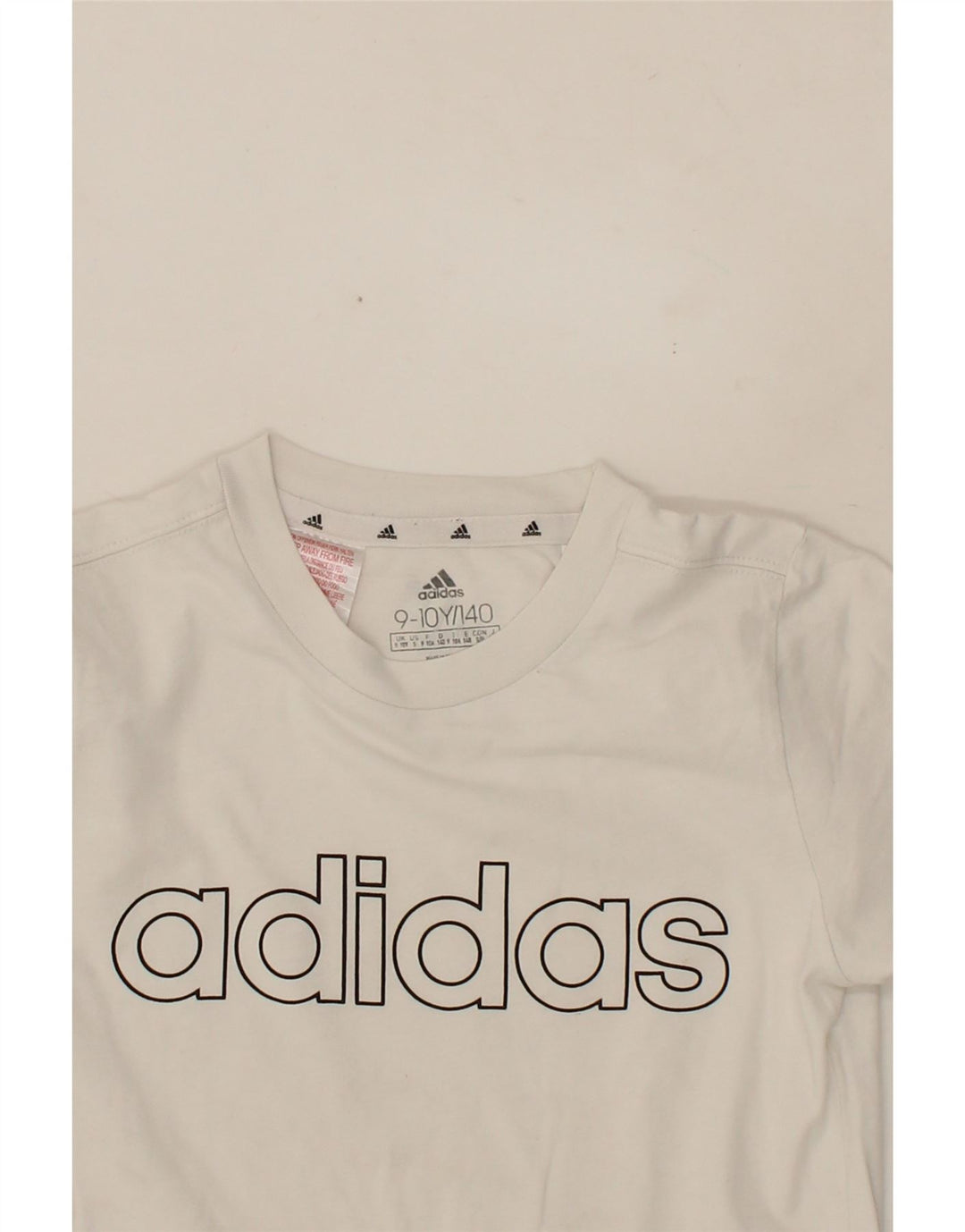 ADIDAS Boys Graphic T-Shirt Top 9-10 Years White Cotton Vintage Adidas and Second-Hand Adidas from Messina Hembry 
